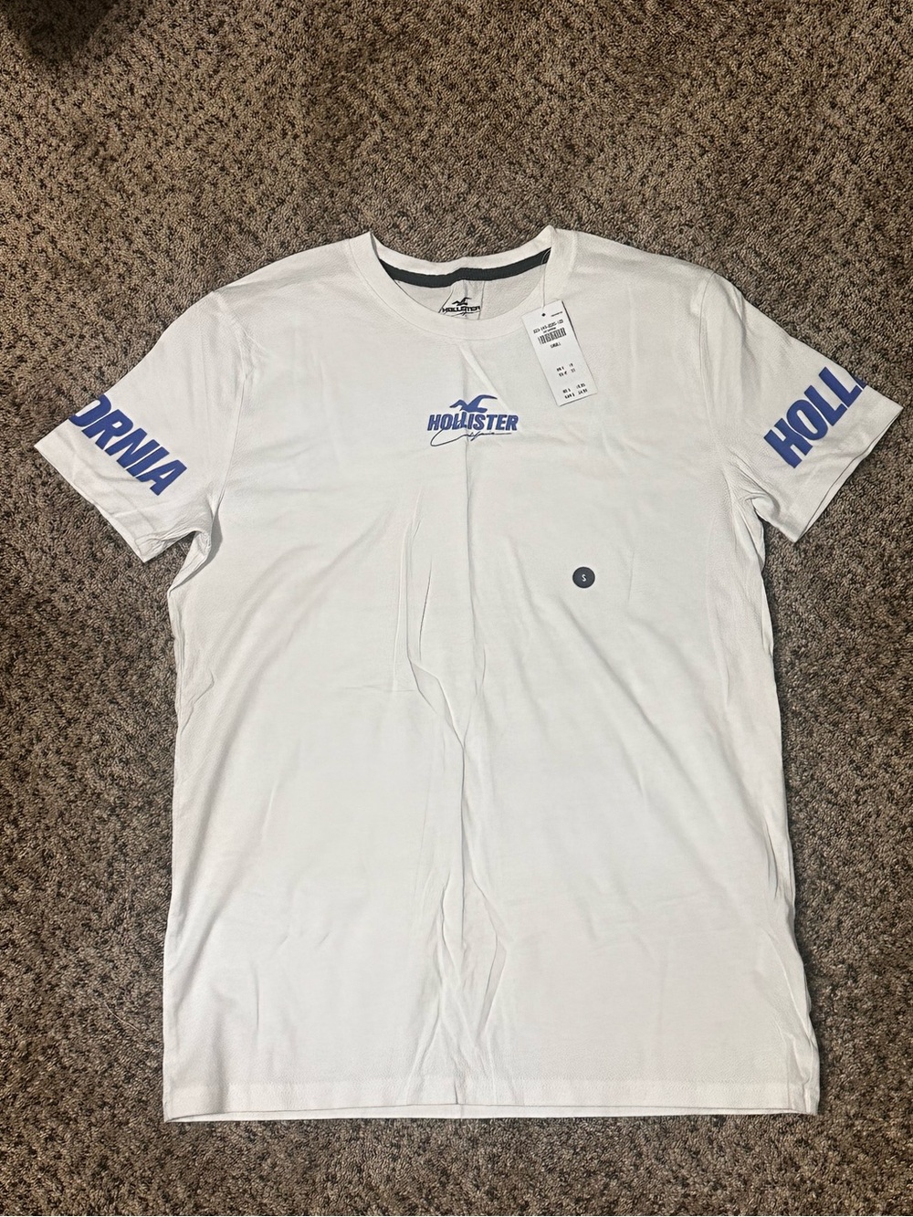 Hollister Men’s Small White Blue Logo Graphic T-Shirt NWT